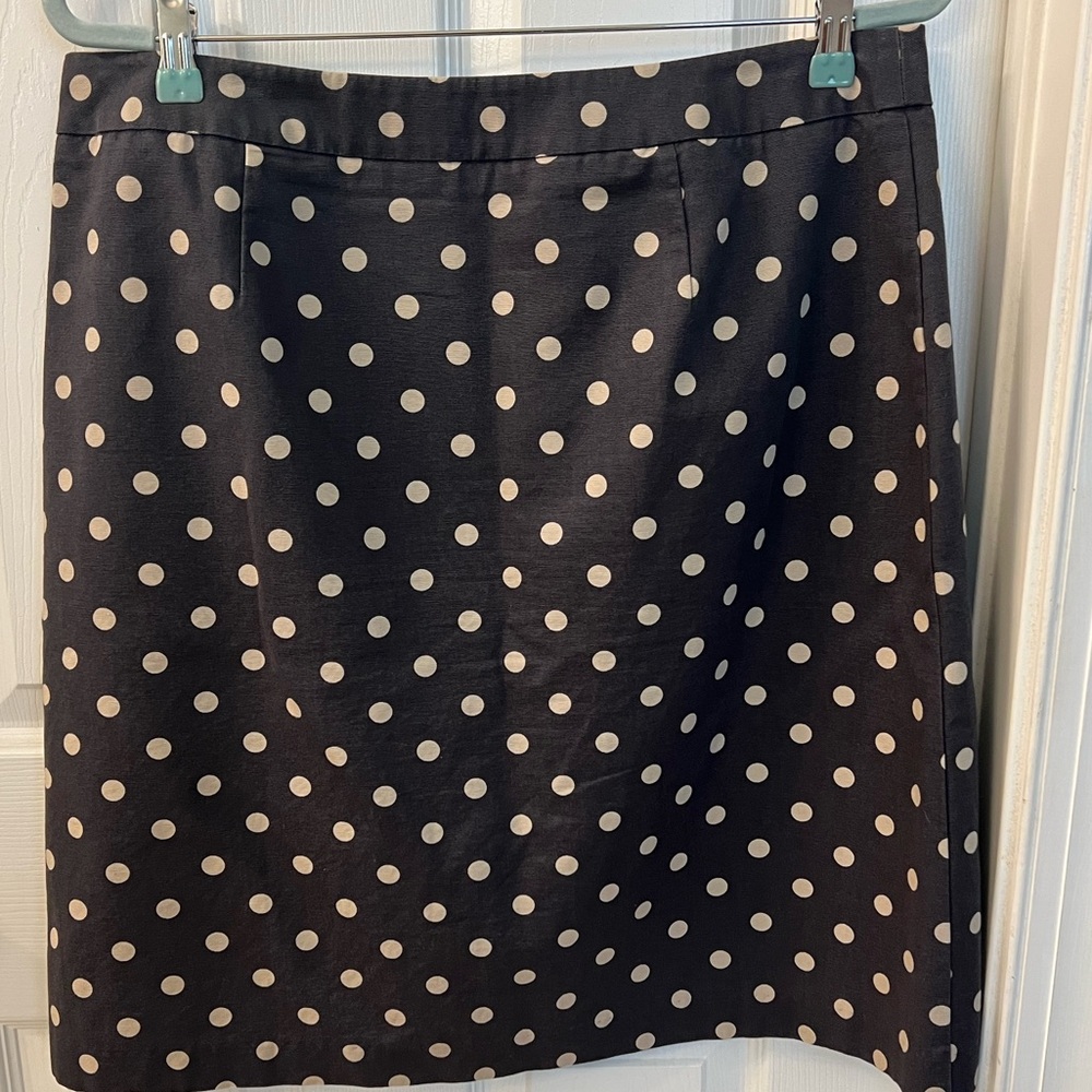 Boden Gray With Beige Polka Dots A Line Lined Skirt Sz 12R